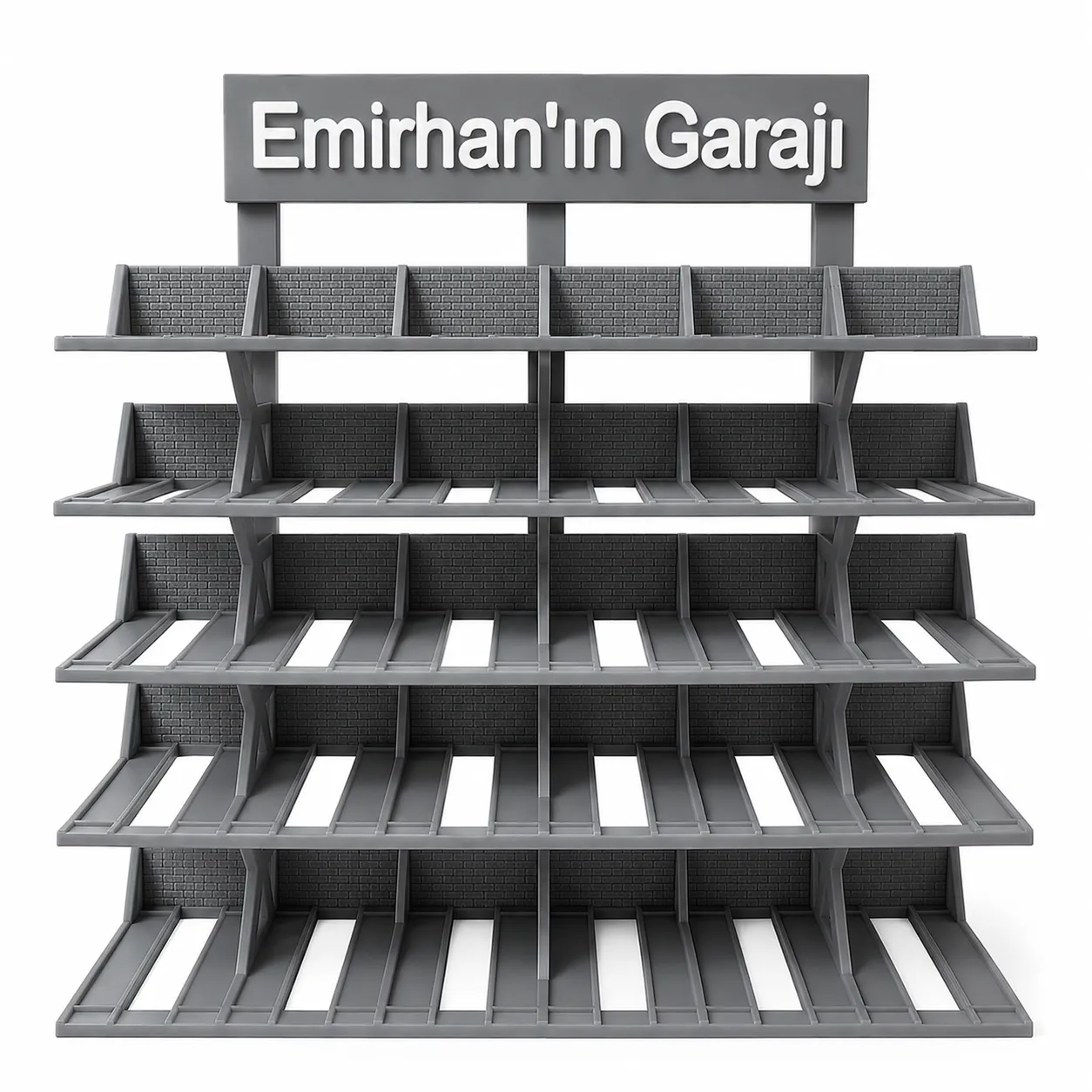 30 Araçlık Kişiye Özel  Diecast Garaj Standı (1/64 Ölçek Uyumlu) - Gri - Görsel 1