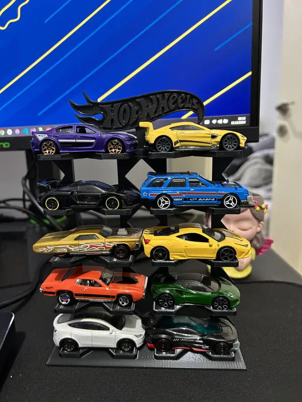 hotwheels 1/64 Ölçek Model Araç Standı 10 Araçlık Koleksiyon Sergileme Rafı - Görsel 1