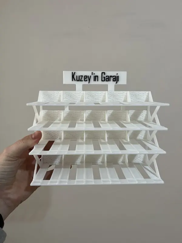 20 Araçlık Kişisel Tasarım Hotwheels Stand Beyaz - Görsel 1