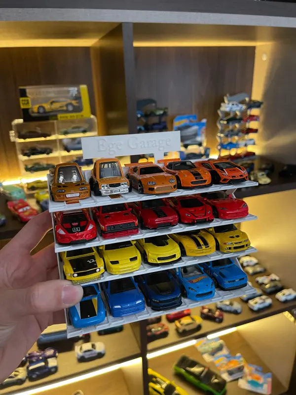 20 Araçlık Kişisel Tasarım Hotwheels Stand Beyaz - Görsel 3